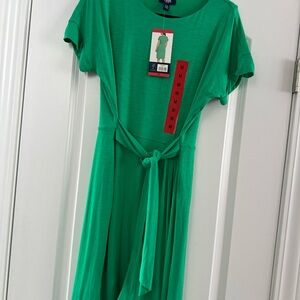 Chaps Vibrant Green Belted Dress